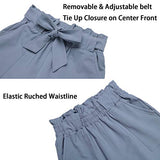Paper Bag Pants Elastic Waist Slim Pockets